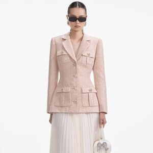 self-portrait Sequin Boucle Chiffon Midi Dress US2 - MSRP $670 - NWT